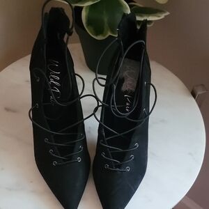 Wild Pair Black Lace-Up Ankle Boots